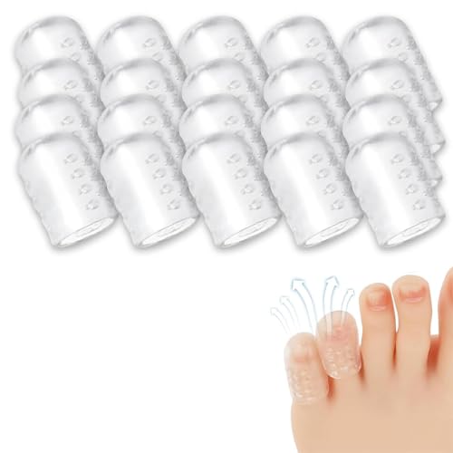 Image of Silicone Toe Protectors for Women Men, Breathable Gel Toe Covers (20PC) | Anti-Friction, Breathable Silicone, for Pinky Toe, Corns, Calluses, Blisters, Cushion Toes, Discreet, Washable Reusable