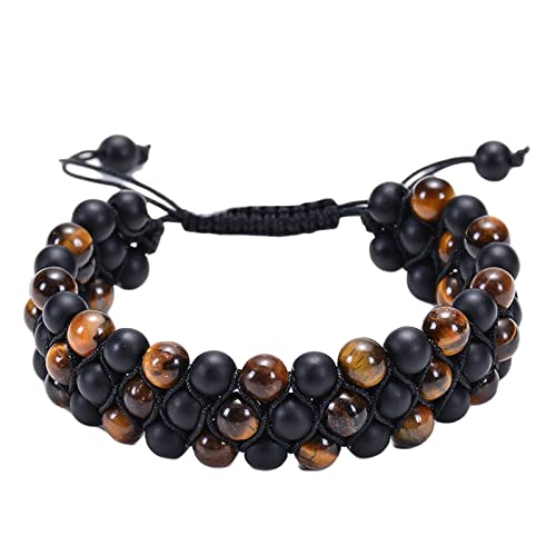 Bracelet oeil de tigre ajustable contre le stress perles de 8 mm