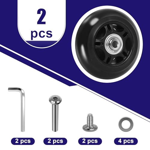 Gekufa Luggage Suitcase Replacement Wheels (76mm x 24mm) with ABEC 608zz Bearings, Inline Skate Wheels Repair Kit 1 Pair (76mm x 24mm) - Thumbnail 6