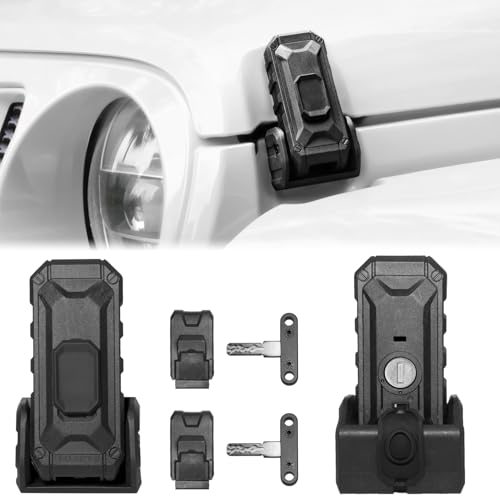 Locking Hood Latch with Keys, Jeep Hood Latch Compatible with 2018-2025 Jeep Wrangler JL JLU Jeep...