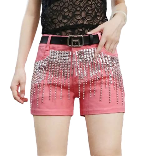 Short en jean à paillettes brillant Wjnvfioo en denim stretch confortable taille S pour femme