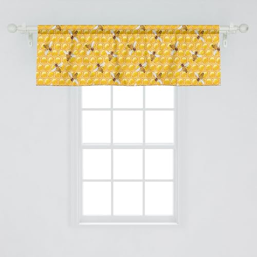 Ambesonne Paquete de 2 cenefas de abeja trabajando en panal de abejas trabajando en insectos trabajadores duros, cenefas de cortina con bolsillo para barra para cocina, dormitorio, 54 x 18 pulgadas,