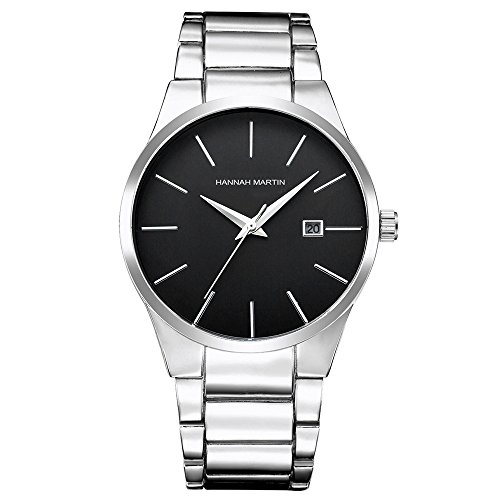 Preisvergleich Produktbild Herren Uhren,L'ananas Kalender Wasserdicht Anolog Geschäft Quarz Stahlband High-End Armbanduhren mit Geschenkbox Wristwatches (Silber)