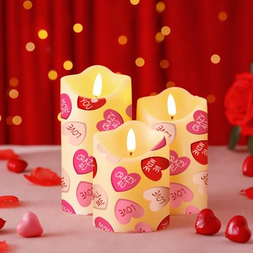 Bougies piliers à LED sans flamme en forme de cœur rose安全无烟 Glooglitter