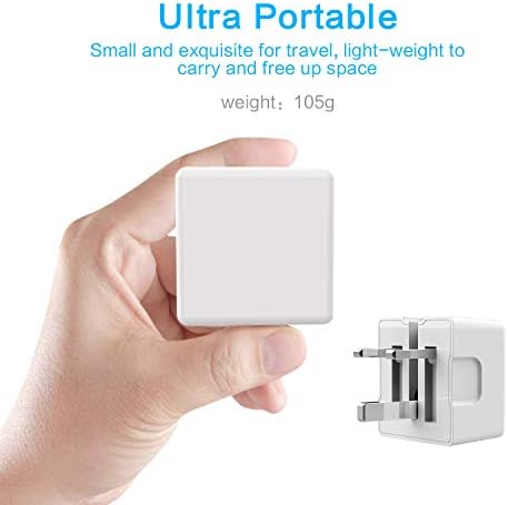 USB Plug Charger, USB Wall Chargers Mains Charger Adapter, Foldable Universal Phone Plug, UK 3 Pin USB Power Plug, 2.4A Output Compatible with iPhone, iPad, iPod Huawei Samsung Galaxy, Tablet
