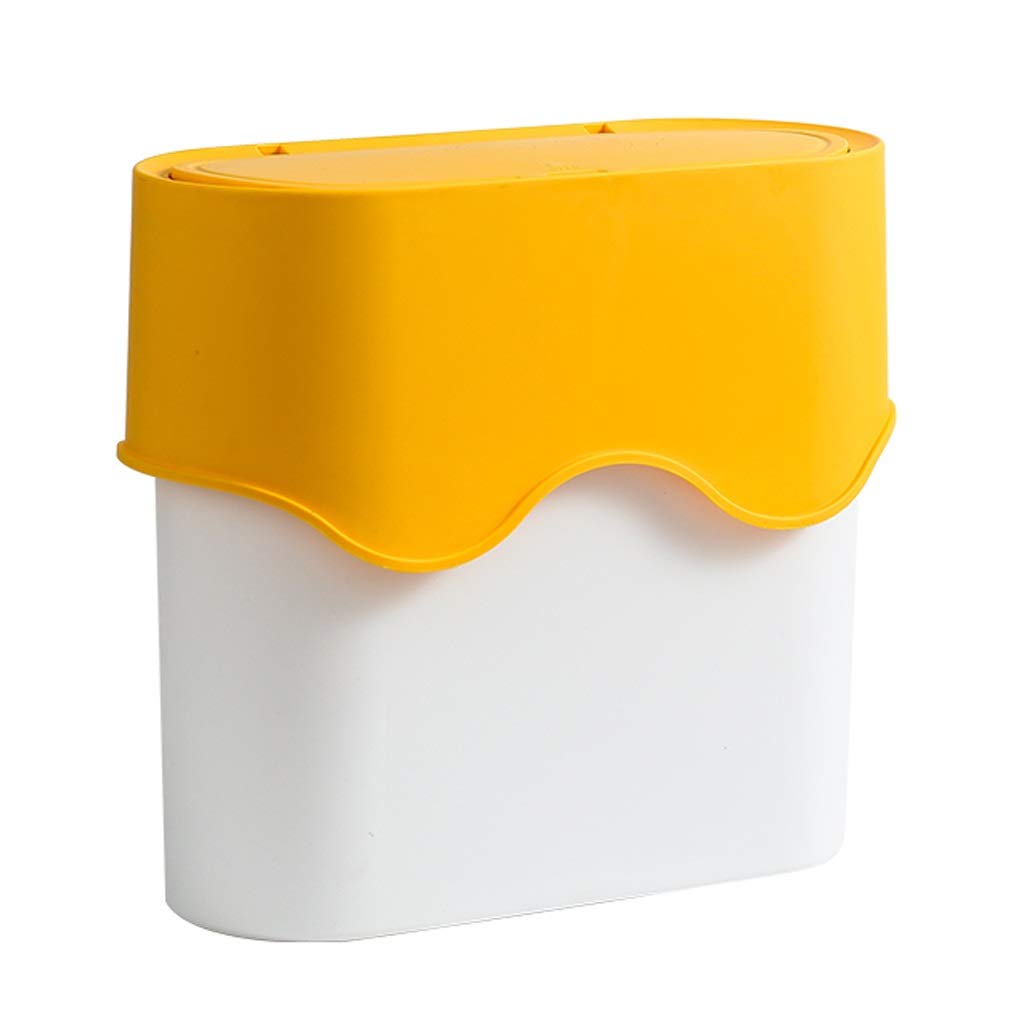 UPJAKS Cubo de Basura 1pc Bote de Basura con Tapa for el hogar de la Sala con la Tapa Creativa de baño Cocina Papel Usado Almacenamiento Bote de Basura Bote de Basura Baño (Color : Geel)