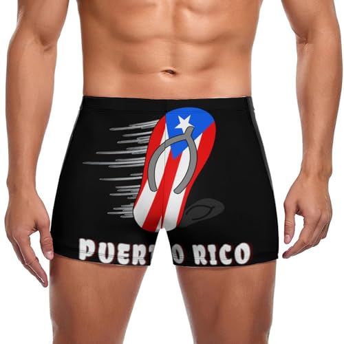 Melbrakin Bañador Divertido con la Bandera de Porto Rico 2 para Hombre. Bañador Deportivo para Hombre. Bóxer novedoso.