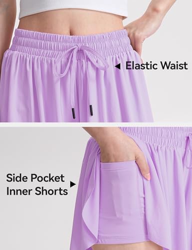 Image of KEREDA Girls Flowy Shorts,Youth /Toddler Butterfly Shorts with Spandex Liner 2-in-1 for Running,Sports,Athletic,Fitness,Tennis