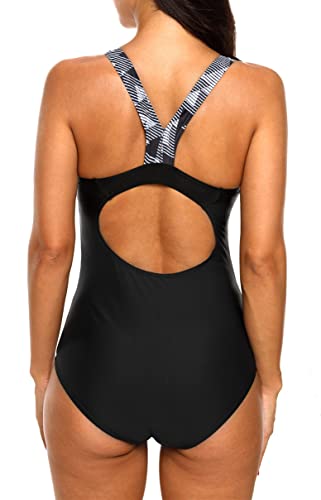 Image of beautyin Women's Colorblock Slimming One Piece Swimsuit Cross Back Bathing Suit