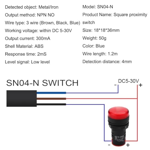 Image of Gebildet Inductive Proximity Sensor SN04-N NPN NO Normally Open Detection Approach Switch with SN Bracket (Blue, 2 Pack)