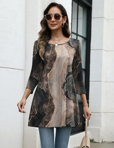 Image of Zeagoo Women Tops 3 /4 Sleeve Dressy Casual Plus Size Tunics Loose Blouses