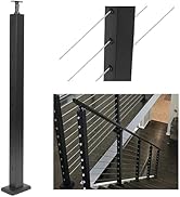 Sidasu 36"Stair Post 30°-Drilled Side Cable Railing Stainless Steel Adjustable Line Angle Post Bl...