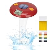 GIDIGI Floating Pool Thermometer Digital Salinity Meter, Hot Tubs Thermometer with pH Strips, Pond Thermometer with Salt Test for Saltwater Pool Spa Hot Tub Pond Temperature Monitor, Solar Powered
