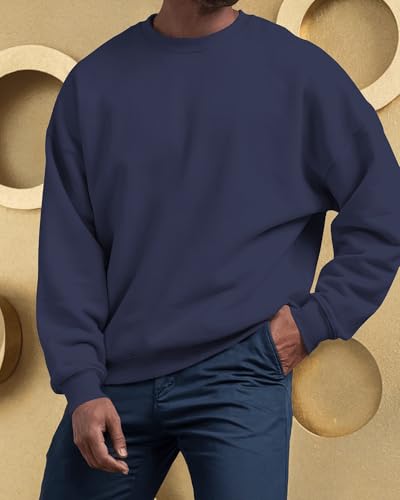 Image of Men's Crew Neck Sweatshirt Full Sleeve Regular Fit Soft Cotton Blend Casual Pullover for Everyday Wear