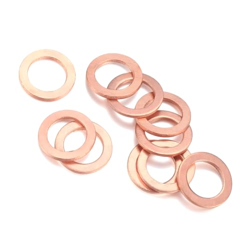 VCYOPN 10 PCS Oil Drain Plug Gasket, 14mm Copper Crush Washer Ring Replacement for Engine Oil Drain, Automotive Crush Gaskets Compatible with OEM PN Part 007603-014106, Car Accessories