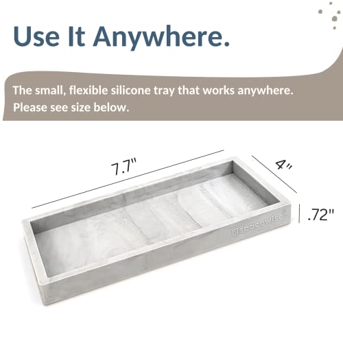 Spacewiser Countertop And Vanity Tray – Small 7.4" Silicone Soap Dispenser Tray, Shatterproof Flexible Bathroom Tray, Kitchen Sink Tray For Soap Bottles, Key Trinket Ring Tray, Original Silicone Tray #TOP5