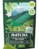 NaturaleBio Tè Verde Matcha Biologico in Polvere 100g. Grado Premium. The Matcha Prodotto in Giappone. Ideale da Bere, per i Dolci, Frullati, Tè freddo, nel Latte e come ingrediente