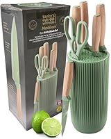 Taylors Eye Witness 6-Piece Knife Block Set – Sharp Green Stainless Steel Knives with Scratch-Resistant Blades and Soft-Touch Wooden-Look Handles