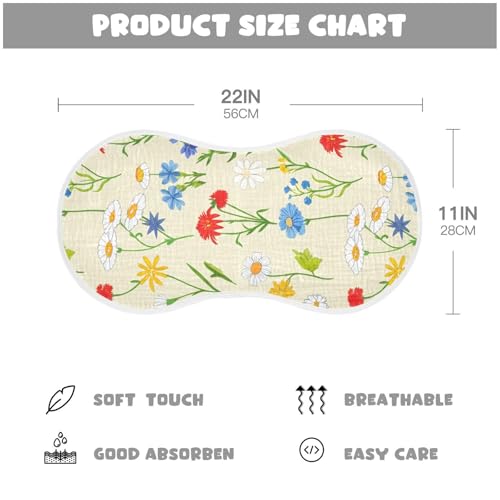 Flowers Floral Beige Burp Cloths for Babies Burp Rag Cotton Spit Up Rag for Infant Newborn Baby4