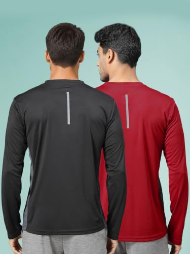 Image of CHKOKKO Gym T Shirts for Men Workout Solid Quick Dry Sports Men T-Shirts Breathable Lightweight Full Sleeve Regular Fit Round Neck Running Stylish Tshirt for man
