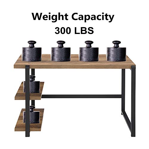 Foluban Computer Desk, Home Office Desk With 2 Storage Shelves On Left Or Right, Modern Writing Desk, Simple Wooden Study Table, Oak 55 Inch. #TOP4