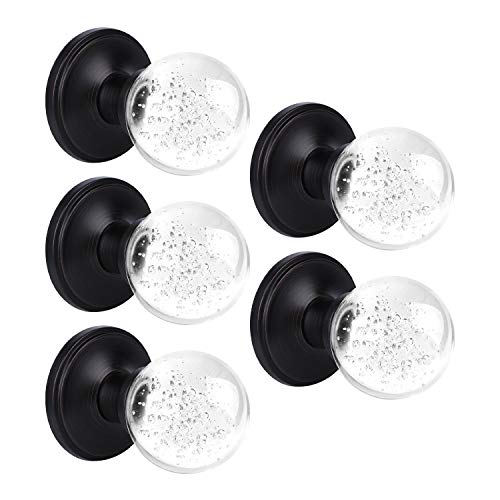 KNOBWELL 5 Pack Interior Bubble Glass Dummy Door Knob Single Sided Crystal Door Knob Closet Door Knobs Antique Oil Rubbed Bronze KNOBWELL 5 Pack Interior Bubble Glass Dummy Door Knob Single Sided Crystal Door Knob Closet Door Knobs Antique Oil Rubbed Bronze