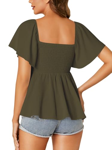 Image of LYANER Women's Square Neck Cute Peplum Top