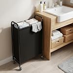 GRANNY SAYS Laundry Hamper, Slim Basket with Wheels and Handles, Black, 80L - Image 2