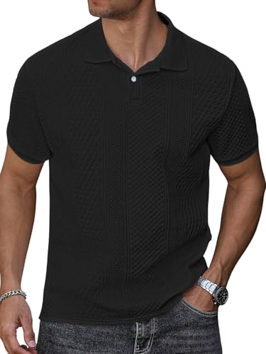 Image of GRECIILOOKS Textured Polo T-Shirt for Men | Premium Lycra Jacquard Collared Cotton Blend Polo | Smart Casual & Formal t Shirt for Men | Stylish t Shirt for Mens for Office, Party & Everyday