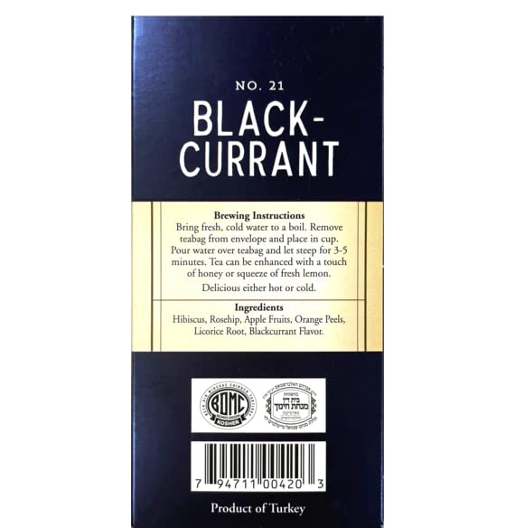 Miniatura 2 de Galil Té de grosella negra, paquete de 3, té de hierbas sin cafeína, té Kosher certificado, bolsas de té de frutas sin OMG, 20 unidades, 60 bolsitas