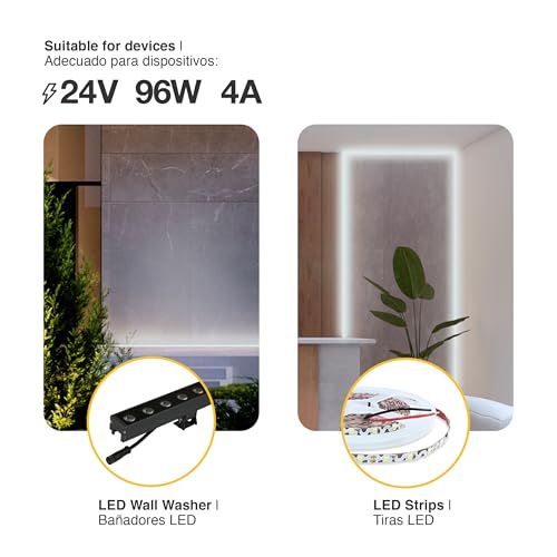 Image of 96W 24V Dimmable LED Driver Triac /ELV /MLV /Phase-Cut AC to DC Power Supply Transformer for LED Strip Light Dimmable Constant Voltage Projects UL Class 2 (Without Junction Box)