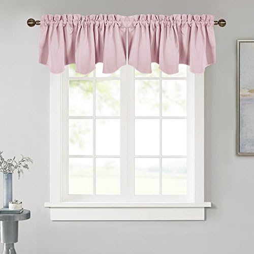 NICETOWN Bedroom Blackout Valance Tier - 52 inches by 18 inches Scalloped Rod Pocket Valance Window Curtain for Girl's Room/Baby Nursery/Dormitory/Kids Room, Lavender Pink, 1 Pack