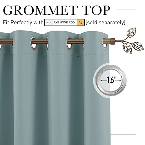 Image of RYB HOME Extra Wide Curtains for Divider Room Separation Soundproof Temporary Door Curtains for Bedroom Closet Office Home Theatre Garage Living Room Drop Cloth, W 120 x L 84 inches, Dusty Blue