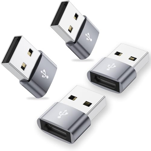 Ticenpe USB auf USB C Adapter (4 Stück), Typ C Buchse zu USBA Stecker Ladegerät Netzteil für iPhone 17/16/15 Serie, iPad 10 Mini 7 Air 6, Laptops, Samsung Galaxy