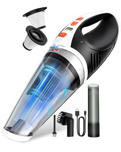BRL Handheld Vacuum Cordless, Brushless Car Vacuum Cleaner with 12000PA Powerful Suction, 2 Suction Modes Mini Hand Vacuum, Dry & Wet, Portable Vacuum for Car Pet Hair, Home, Office, Keyboards