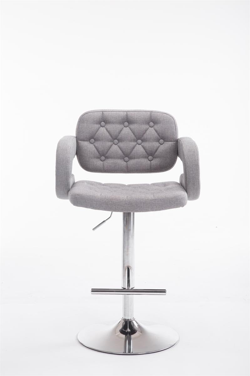 CLP Tabouret De Bar Dublin en Tissu I Chaise De Bar Réglable en Hauteur I Style Chesterfield I Chaise Haute avec Accoudoirs | Couleur Gris Couleur du Cadre Chrome
