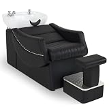BarberPub Black and Gold Shampoo Chair