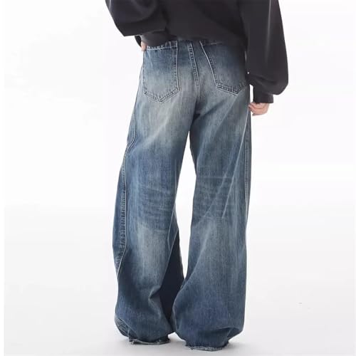 Men’S Vintage Wide Leg Jeans Mid Waist Regular Fit Denim Pants Casual Boyfriend Style with Button Jeans4