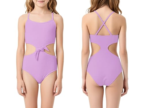 Image of Dvenki Girls Cutout One Piece Swimsuit Adjustable Straps Sizes 6X-16