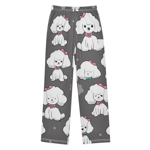 ZZXXB Lovely Poodle Boys Long Pants Soft Trousers Elastic Waist Kids Lounge Bottoms with Pockets S-XL
