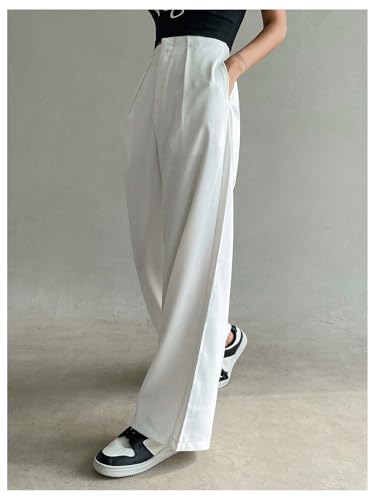 Floerns Women's High Waisted Wide Leg Suit Pants Business Work Pleated Trousers4