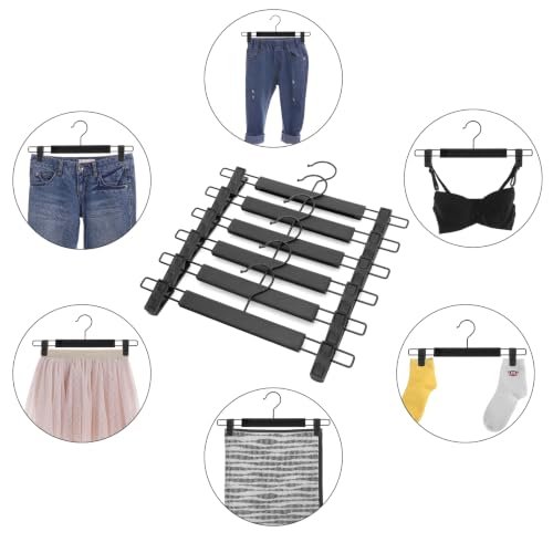 SONGMICS Set di 12 Grucce per Pantaloni e Gonne in Plastica, Grucce Salvaspazio con Mollette e Gancio Girevole a 360°, Durevole, Capacità di Carico Elevata, Lunghezza di 35 cm, Nero CRP02BK12 - Immagine 4