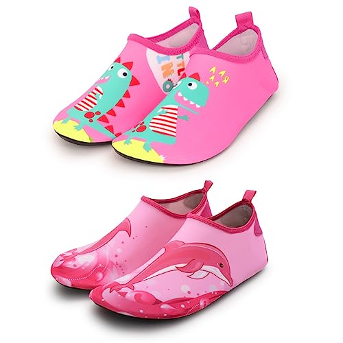 Water Shoes for Girls Boys Toddler Non-Slip Quick Dry Aqua Shoes for Beach Outdoor Sports 2 Pairs