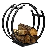 Kaminholzregal Kaminholzständer rund Ø54cm Holzkorb Stapelhilfe Kaminholzhalter Holzregal Regal für Holz Schwarz