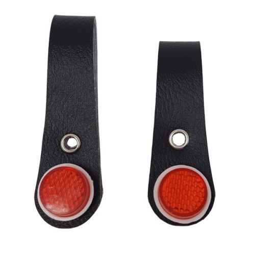 Fenix Faux Leather Bicycle Bike Hub Shiner Black w/Red Reflector, Set