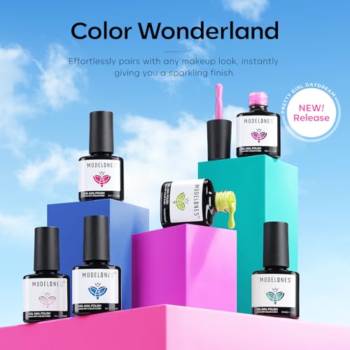Image of Modelones Gel Nail Polish Set, 6 Colors 2026 Spring Summer Pastel Mint Purple Light Pink Gel Polish Rainbow Bright Neon Green Blue Hot Pink Nail Polish Soak Off LED Manicure Salon DIY Starter kit Gift