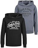 JACK & JONES Junior Kinder Hoodie Set - Größe 128 bis 176 - Kapuzen-Pullover für Kids - Pulli im Mehrfach-Pack mit verschiedenen Motiven und Farben (Jr Doppelmix 8-152)