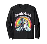 death metal grim reaper cavalcando un unicorno maglia a manica