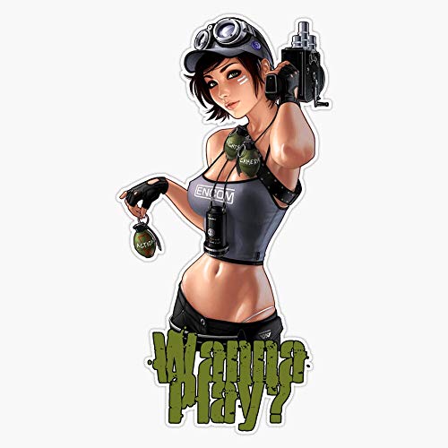 Grenade Girl - Wanna Play? Vinyl Waterproof Sticker Decal Car Laptop Wall Window Bumper Sticker 5