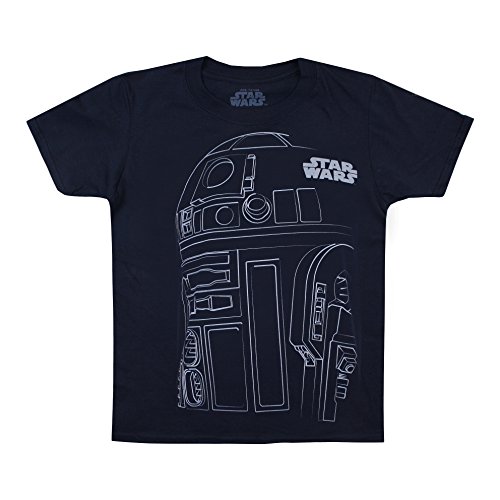 Star Wars Boy's R2D2 Outline Regular Fit Crew Neck Short Sleeve T - Shirt, Blue (Navy), 3-4 Years